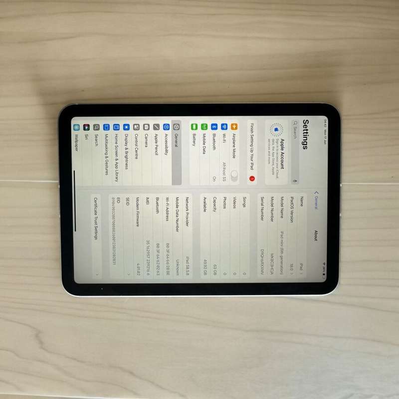 iPad mini (6th gen) Wi-Fi + Cellular 64GB MINT AS NEW  CONDITION