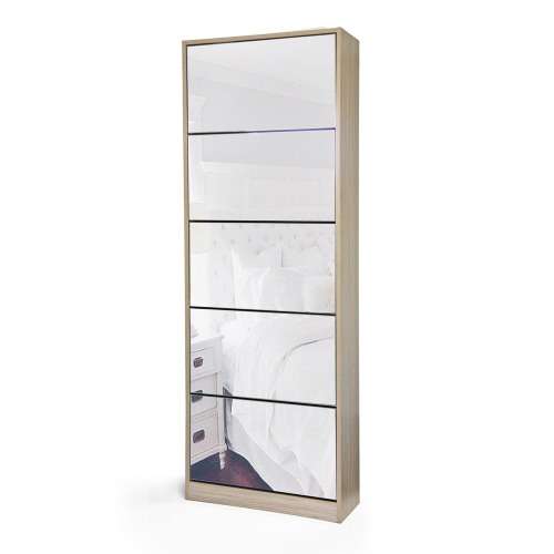 FINE LIVING MIRROR SHOE CABINET - 5 TIER AUTUMN
