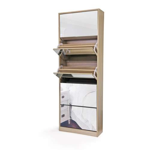 FINE LIVING MIRROR SHOE CABINET - 5 TIER AUTUMN