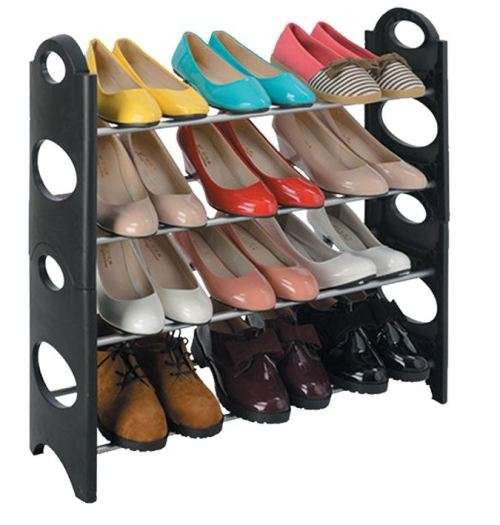 Shoe Rack - 4 Tier Black