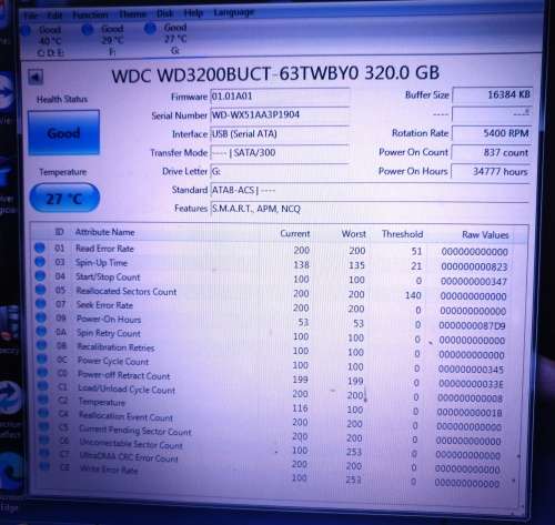 320GB laptop hard drive 2.5 ` Sata
