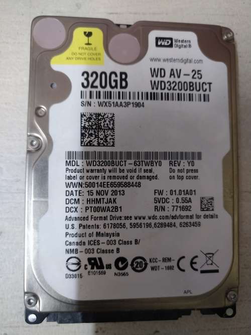 320GB laptop hard drive 2.5 ` Sata