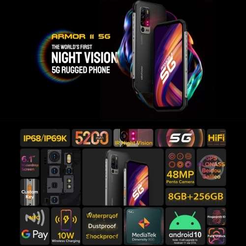 Ulefone Armor 11 5G Rugged Phone,8GB RAM 256GB storage