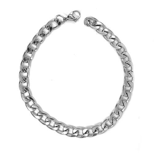 Mens Stainless Steel 22cm curb Bracelet 7mm width