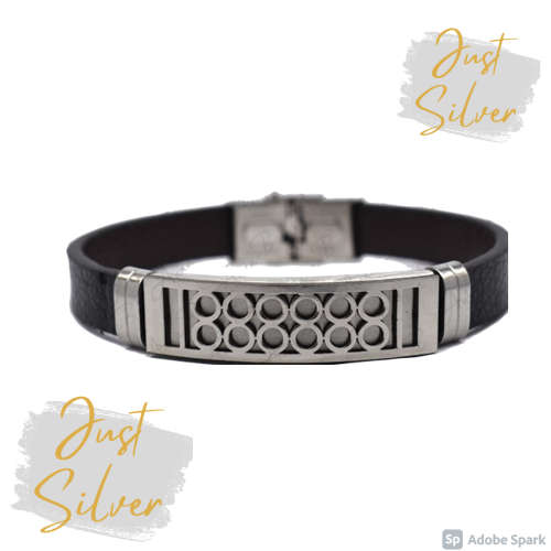 Stainless Steel cross pattern ID leather bracelet
