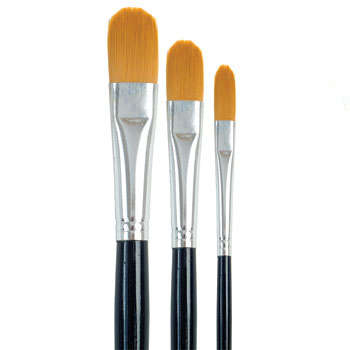 Dala Filbert Golden Taklon Long Handle Brush (Series 757): Size 2 - Pack of 6
