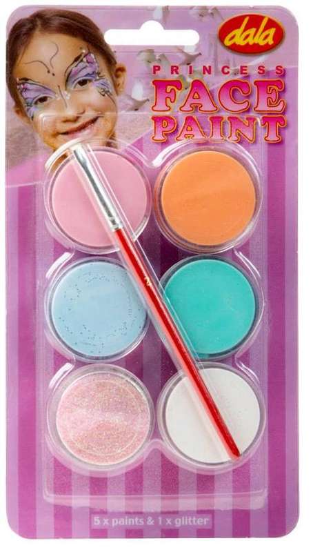 Dala Teddy Face Paint Kit Princess - 6 x 10ml Kit plus Brush