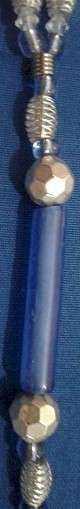 KUTULA Barefoot Sandals - Hand Beaded Blue & Silver Glass, Metal, Plastic - (1 X PAIR) size 5-6