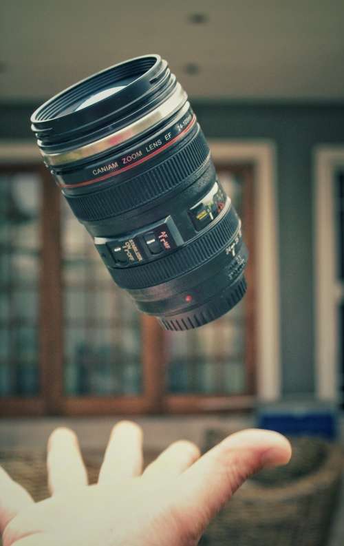 Camera lens mug/flask