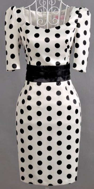 White formal  polka dot fress