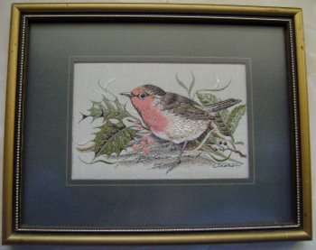 Genuine  Woven  "Robin"  Framed  Picture -  J&J Cash Ltd.