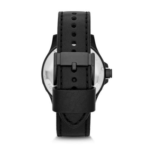 Men's Black Fossil Nate Leather Strap Watch