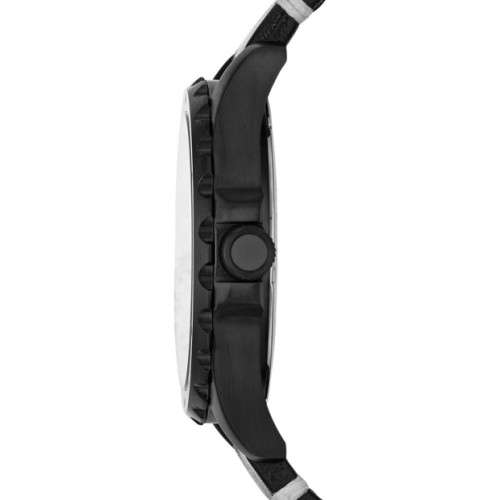 Men's Black Fossil Nate Leather Strap Watch