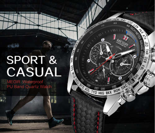 Megir Men's Watch Genuine Leather