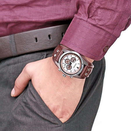 Fossil Coachman Chronograph Cuff Leather Men's Watch