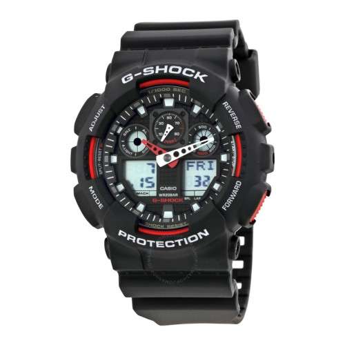 CASIO G-SHOCK GA100-1A4 BLACK AND RED MENS WATCH