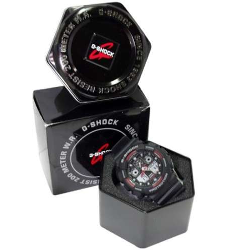 CASIO G-SHOCK GA100-1A4 BLACK AND RED MENS WATCH