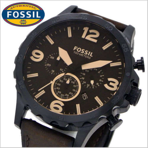 Fossil JR1487 Nate Chronograph Brown Genuine Leather Men’s Watch