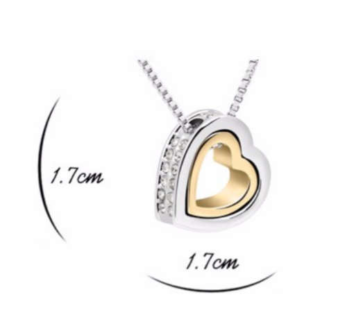 Double Heart Necklace with Pendant - Swarovski Elements