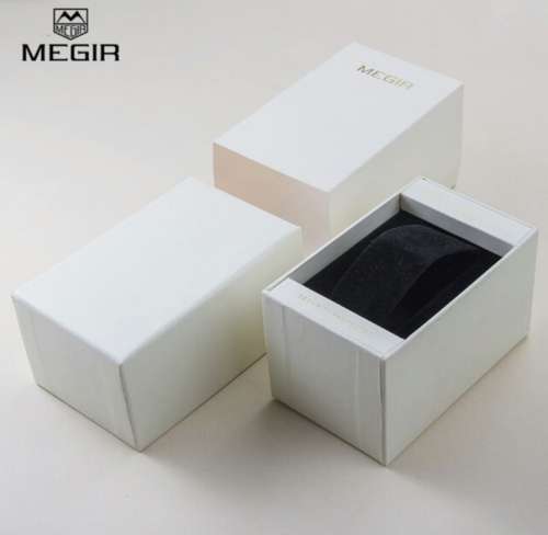 Megir Men's Black & Rose Gold Leather Chronograph Watch