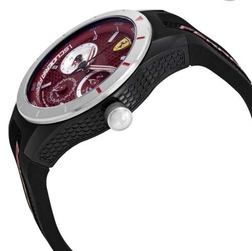 Ferrari Redrev T Red Dial Black Rubber Watch