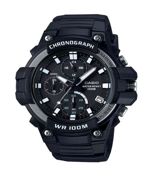 Casio Men's Quartz Chronograph Black Resin Band 50mm Watch MCW110H-1AV