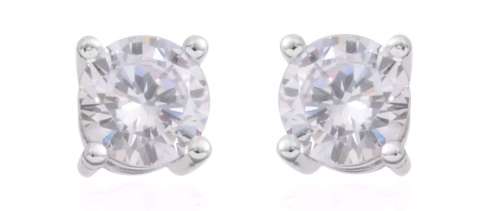 *STUNNING* Simulated Diamond Silver-tone Stud Earrings and Tennis Bracelet (7.00 In) TGW 14