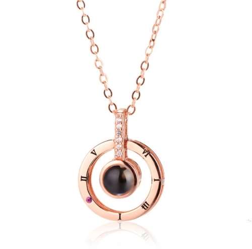 I Love You Projection pendant Necklace - Rose Gold