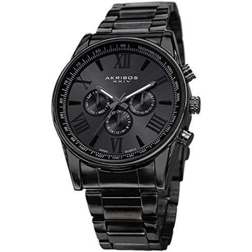 **STUNNING** AKRIBOS XXIV MEN'S SWISS MULTIFUNCTION BLACK - ULTIMATE SERIES