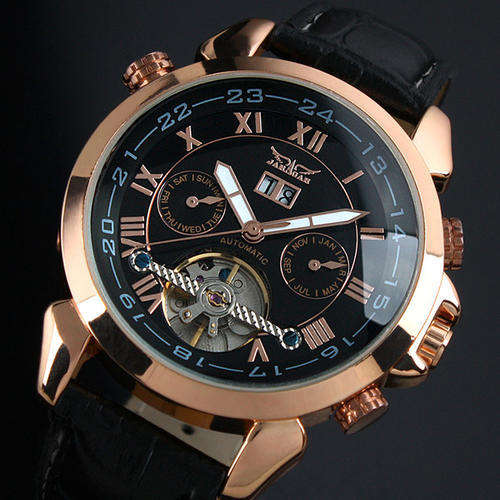 MA183 MEN'S AUTOMATIC CHRONOMETER TOURBILLON WATCH - BLACK ON ROSE GOLD