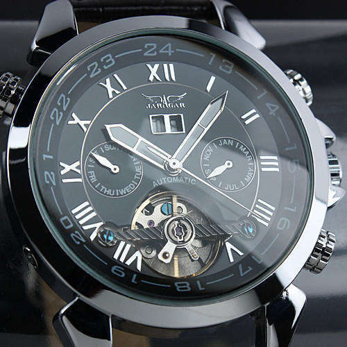 MA181 MEN'S AUTOMATIC CHRONOMETER TOURBILLON WATCH - BLACK ON SILVER