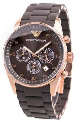 EMPORIO ARMANI AR5890 MENS CHRONOMETER BROWN & ROSE GOLD
