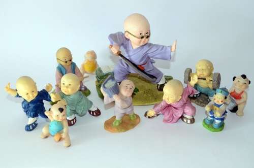 Collection of miniature asian martial artists