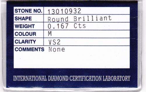 .16ct M VS2. Perfect stone 100% natural diamond, no treatment!! Just a Bargain. No Reserve!!!
