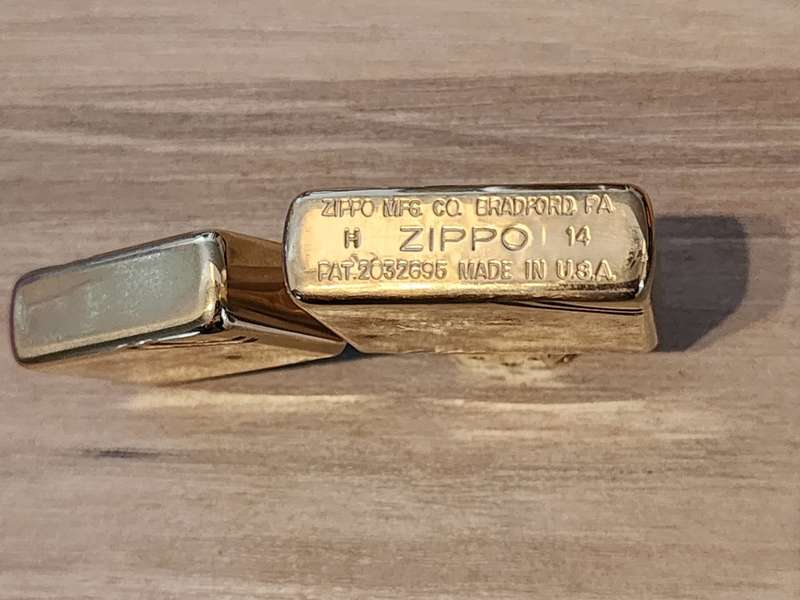 Zippo High Polish Brass Vintage With Slashes + Pouch