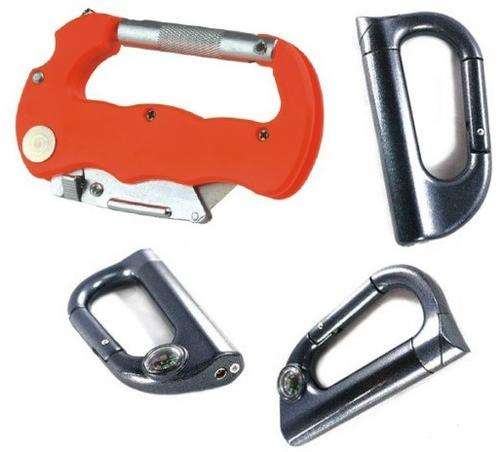 Carabiner Folding Lock Knife & Carabiner Lighter with Compass(Red)1 Bid gets Both