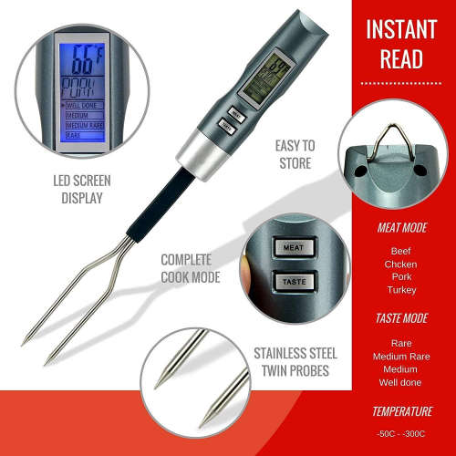 Digital Thermometer Cooking Fork Instant Read Fork for Kitchen, Grilling, Smoker, Barbecue