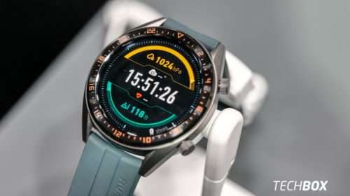 Huawei Smart Watch GT (46mm) -Titanium Grey Stainless Steel and Dark Green Strap