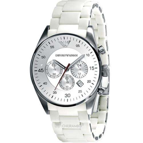 Emporio Armani Sportivo Mens White Strap Watch AR05859