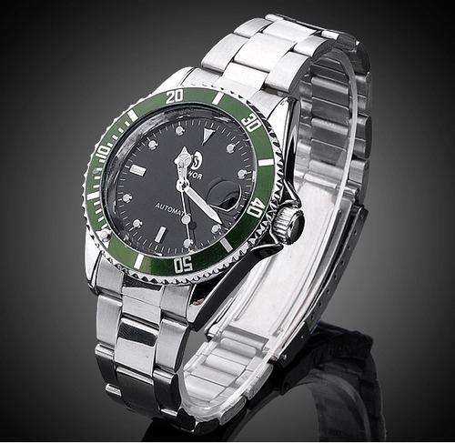 Sewor Classic Submariner Automatic Watch (Black Face/ Green bezel)