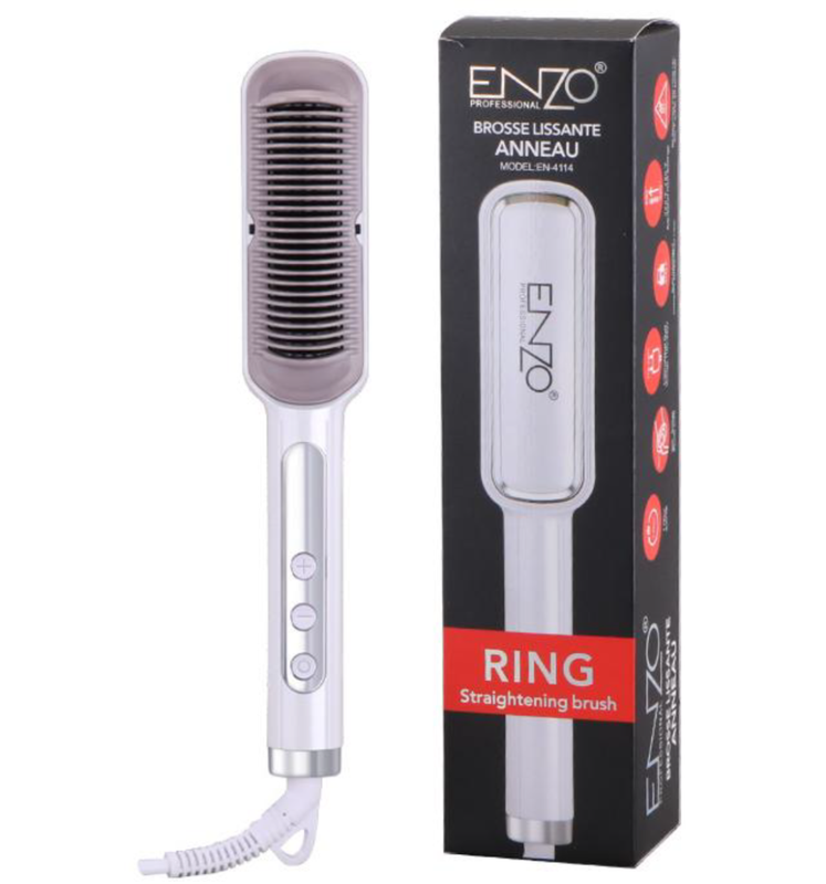 ENZO Electric Flat Iron Detangling Hair Straightening Brush EN-4114