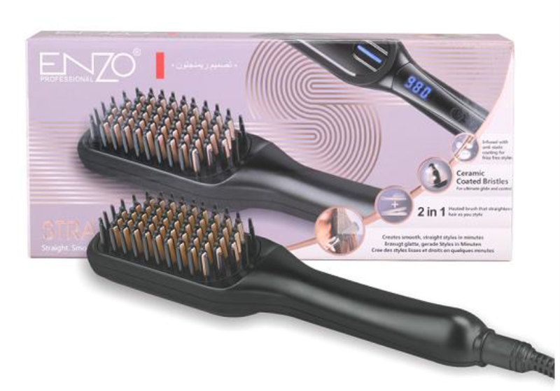 ENZO Ceramic Heated Electric Hair Straightener Brush EN-3201