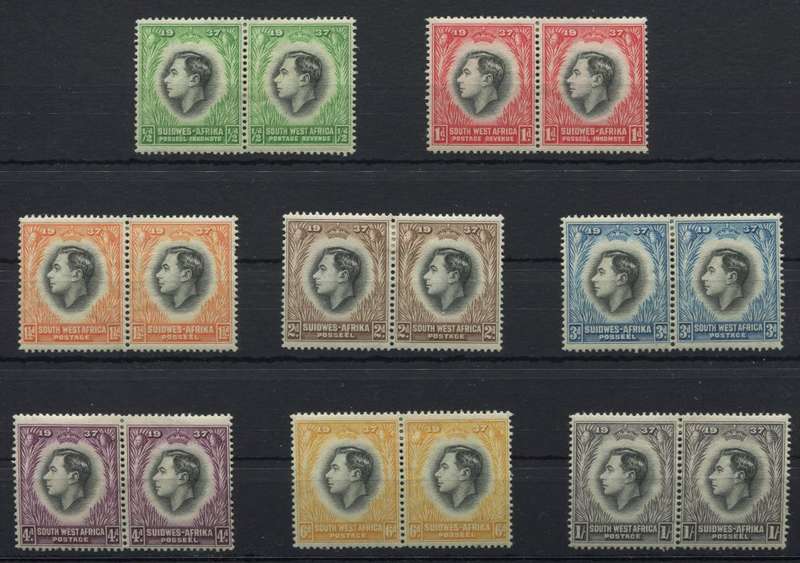 South west Africa - Coronation George VI - MM - Complete Set of 8 pairs