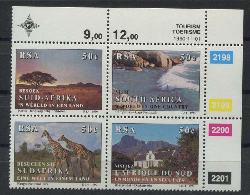 South Africa - Tourism - 1990 - Setenant Control Block of 4