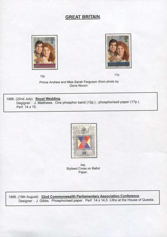 Great Britain - 3 Stamps Mounted on Presentation page