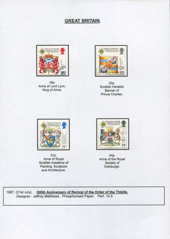 Great Britain - 4 Stamps Mounted on Presentation page