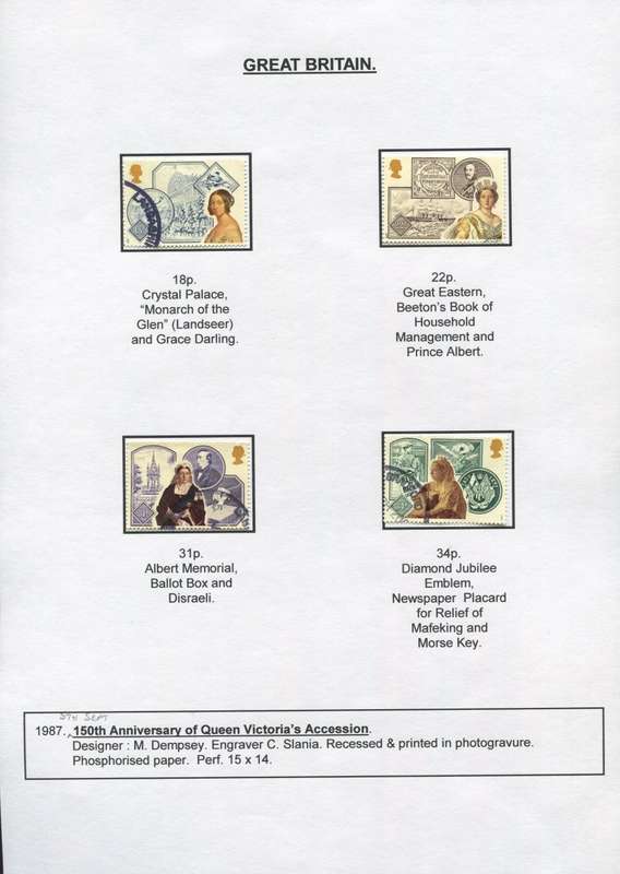 Great Britain - 4 Stamps Mounted on Presentation page