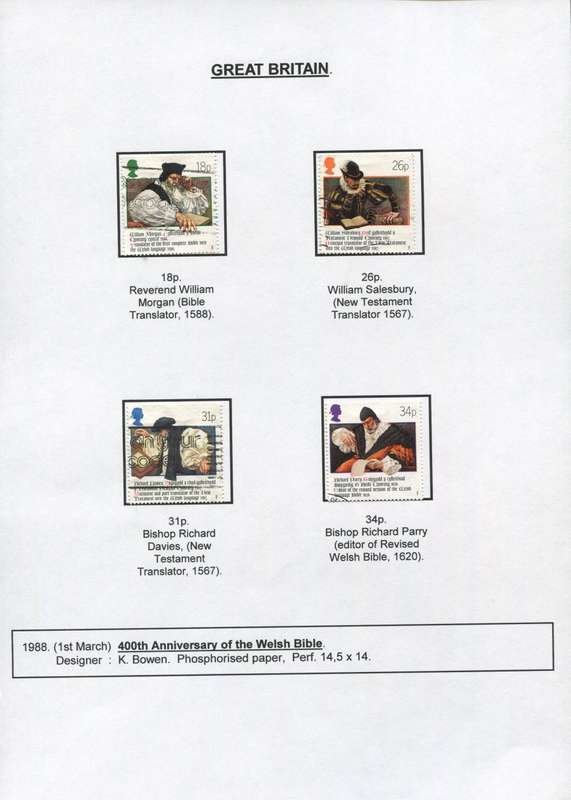Great Britain - 4 Stamps Mounted on Presentation page