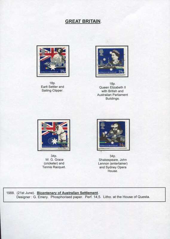 Great Britain - 4 Stamps Mounted on Presentation page