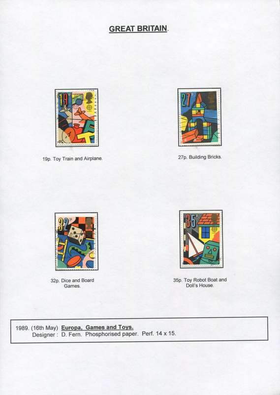 Great Britain - 4 Stamps Mounted on Presentation page